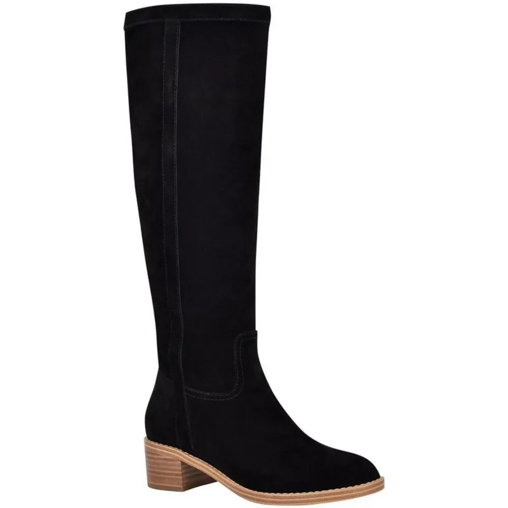 Nine West Womens Caely Black Suede Block Heel Tall Knee-High Boots Shoes NWT - Picture 1 of 3